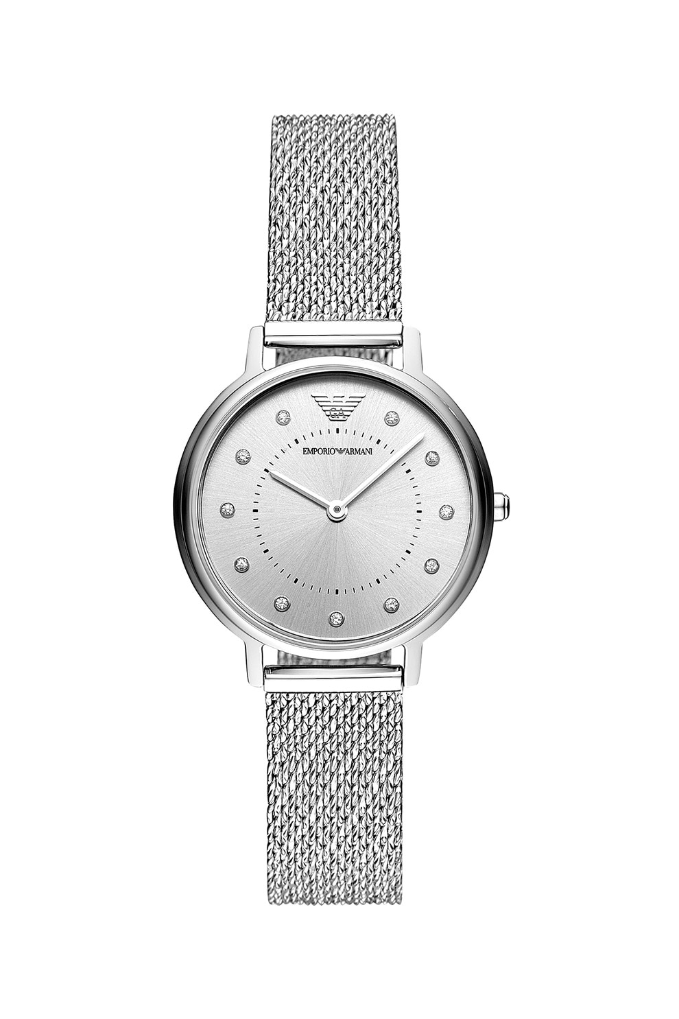 Emporio Armani, Ceas cu bratara cu model plasa, Argintiu
