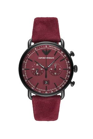 Ar11265 Emporio Armani, Ceas cronograf cu o curea din piele intoarsa, Violet ...