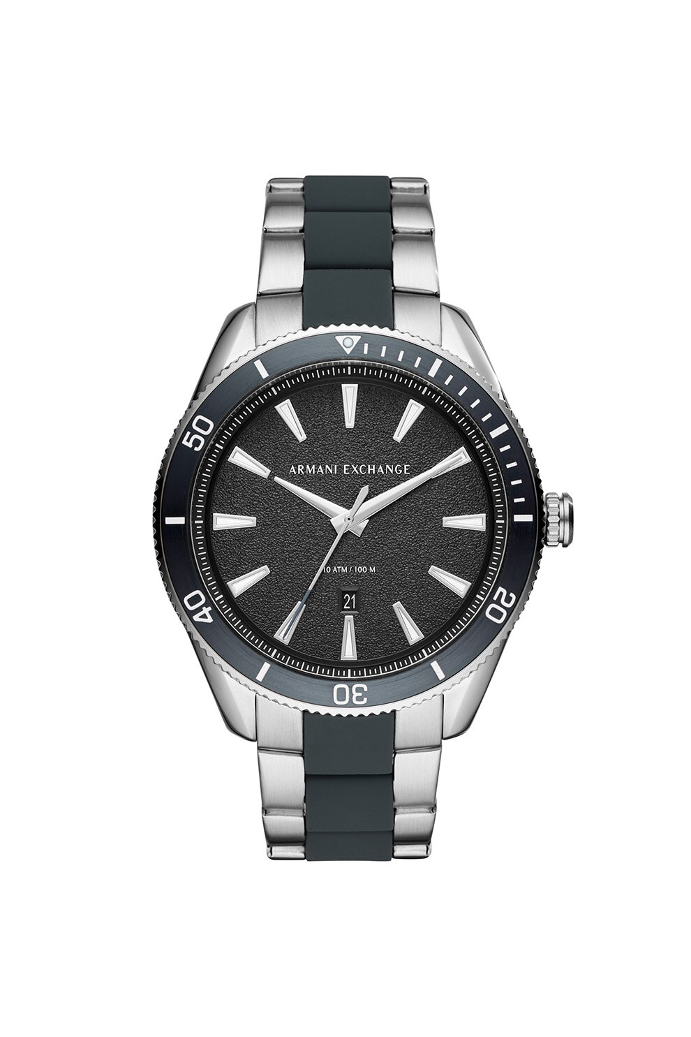 ARMANI EXCHANGE, Ceas quartz cu un cadran cu aspect texturat, Argintiu/gri carbune