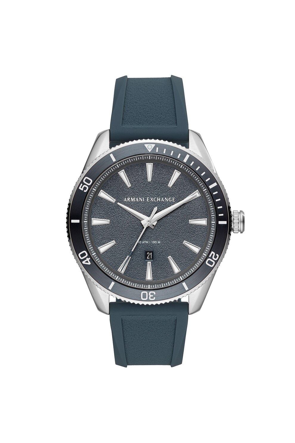 ARMANI EXCHANGE, Ceas quartz cu o curea din silicon, Albastru inchis