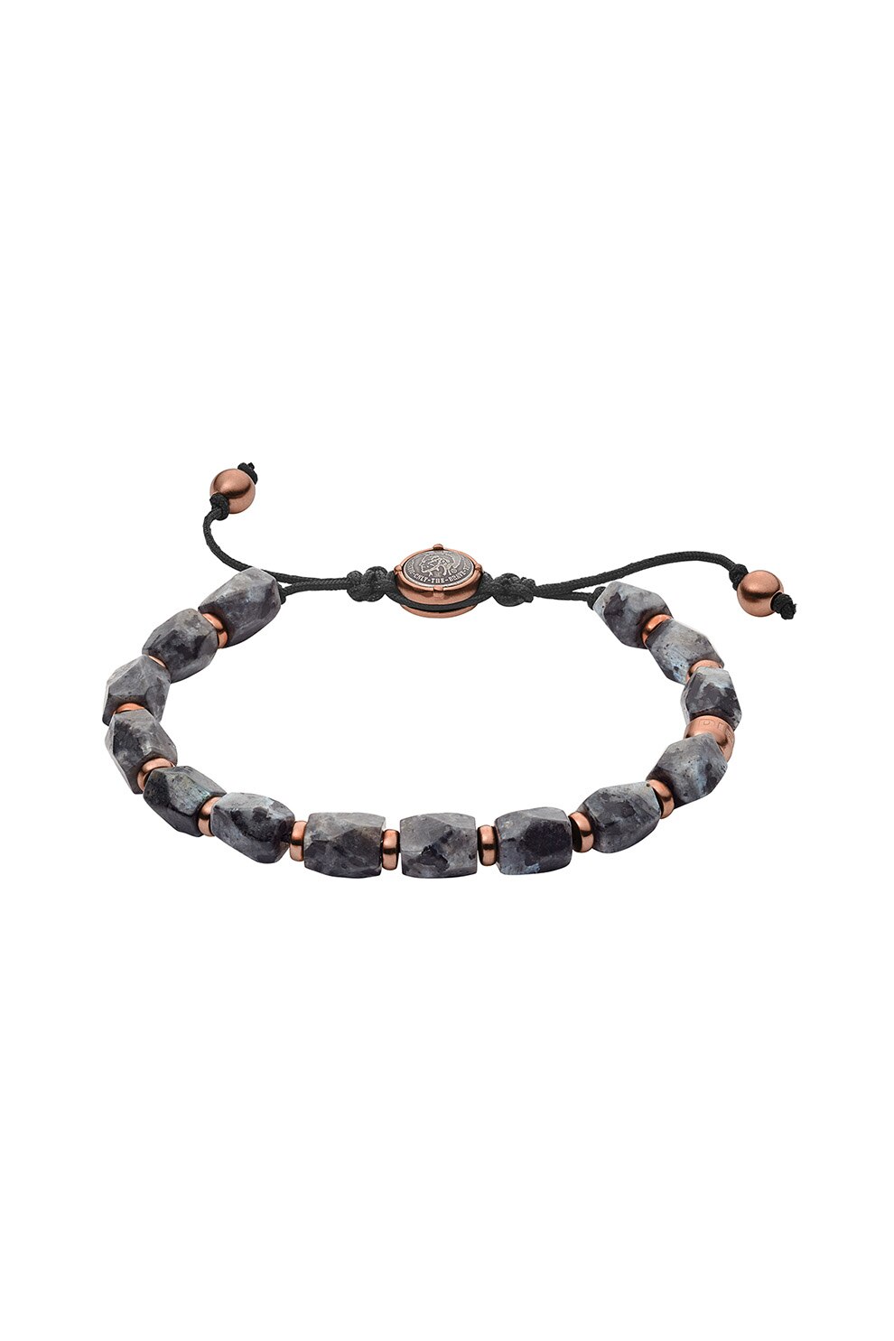 Diesel, Bratara cu margele, Gri inchis/Auriu rose