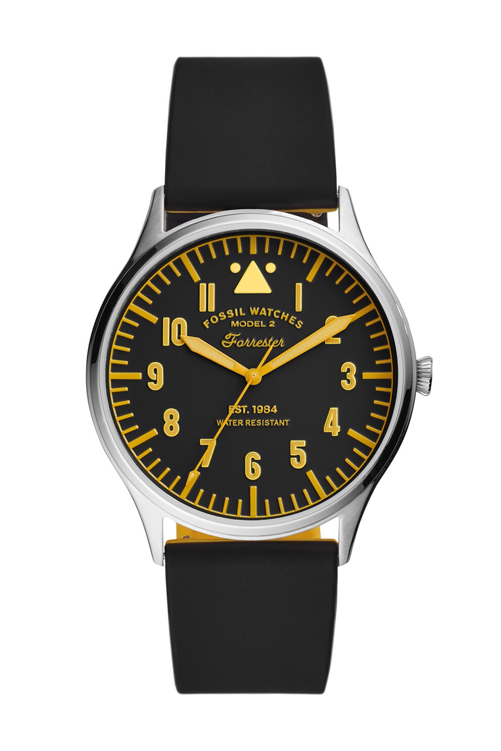 Fossil, Ceas analog cu o curea din silicon, Negru