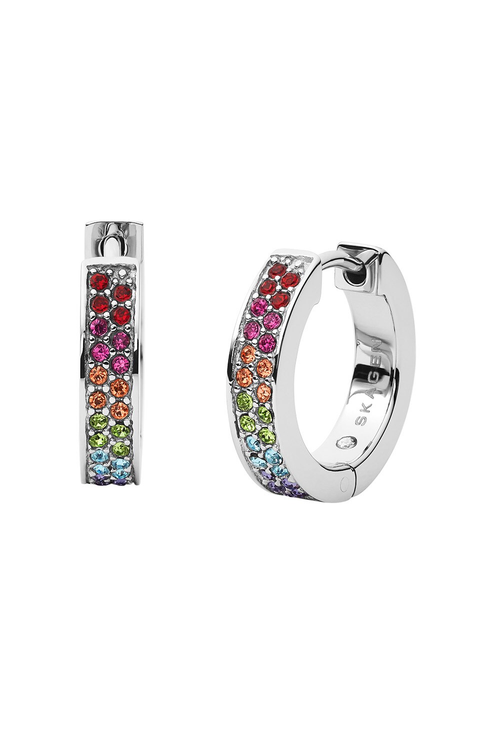 Skagen, Cercei rotunzi decorati cu cristale, Argintiu/Multicolor