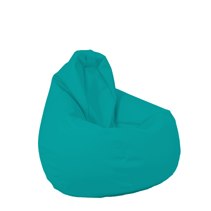 Fotoliu Pufrelax beanbag pentru Copii, 4-14 ani, Nirvana Light Panama, Aqua, pretabil la exterior, husa detasabila, umplut cu perle polistiren
