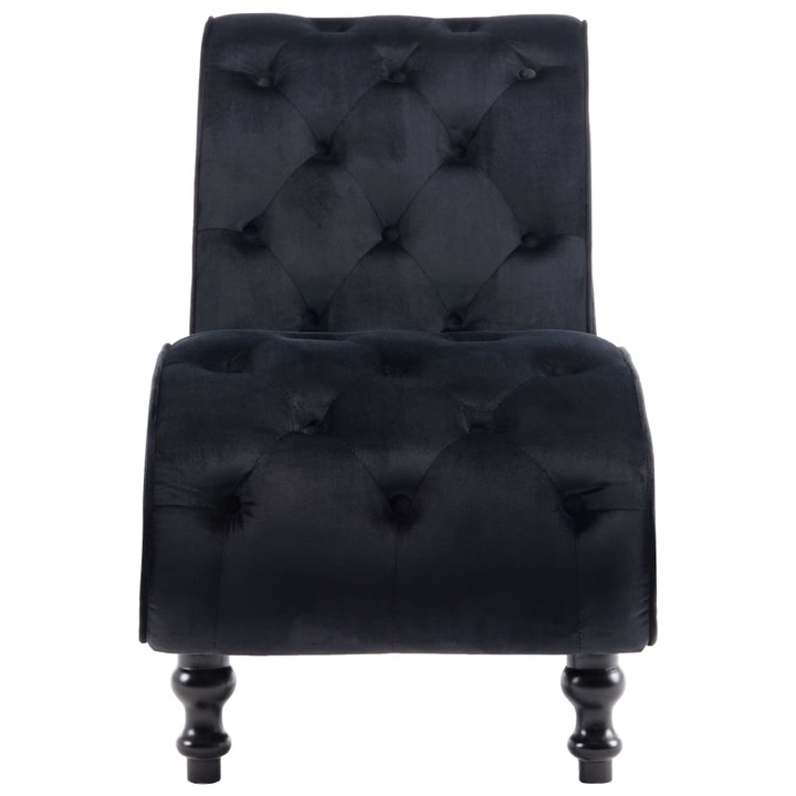 Sezlong vidaXL, negru, catifea, 145 x 52 x 77 cm, 15.25 kg