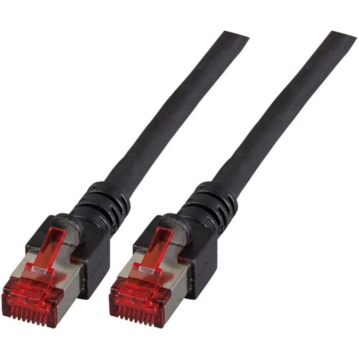 Cablu de retea din fibra optica cu miez de cupru , EFB Elektronik , S/FTP cat6A LSZH 2m, negru