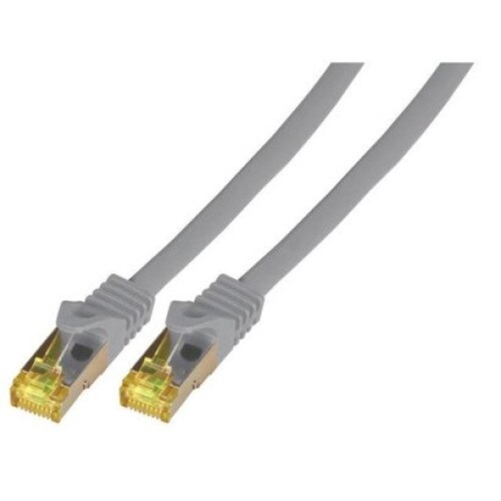Cablu de retea din fibra optica realizat pe cablu brut , EFB Elektronik , S/FTP Cat.7 cu mufe cat6A RJ45 LSZH 2m, gri