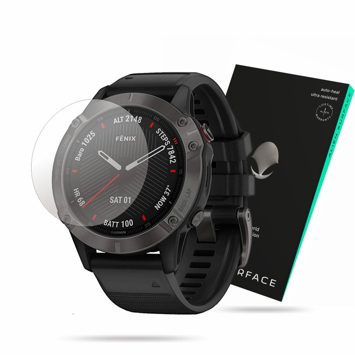 Alien Surface fólia, Garmin Fenix 6 47mm-hez, képernyővédő készlet 1+2 tartalék