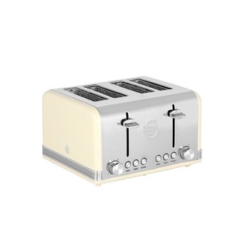 Prajitor de paine Swan ST19020CN, Oprire automata, 4 Felii, Putere 1600 W, Functie dezghetare, Crem/Inox Prajitor de paine Swan ST19020CN, Oprire automata, 4 Felii, Putere 1600 W, Functie dezghetare, Crem/Inox