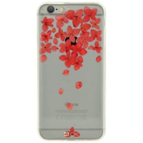 Husa de protectie pentru iPhone 6 / 6S, protectie spate, capac de protectie, bumper, model floral rosu, Transparent