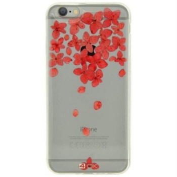 Husa de protectie pentru iPhone 6 / 6S, protectie spate, capac de protectie, bumper, model floral rosu, Transparent Husa de protectie pentru iPhone 6 / 6S, protectie spate, capac de protectie, bumper, model floral rosu, Transparent