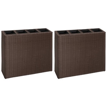 Set 2 jardiniere 4 ghivece, vidaXL, 79 x 22 x 76 cm, Ratan, Maro Set 2 jardiniere 4 ghivece, vidaXL, 79 x 22 x 76 cm, Ratan, Maro