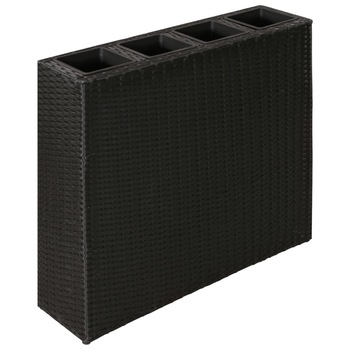 Jardiniera 4 ghivece, vidaXL, Ratan, 79 x 22 x 76 cm, Negru Jardiniera 4 ghivece, vidaXL, Ratan, 79 x 22 x 76 cm, Negru
