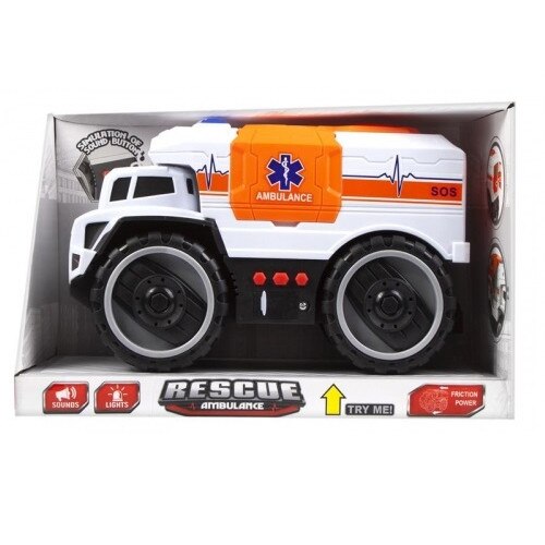 Masina Ambulanta cu sunete si lumini 26x14x12 cm Alb/Portocaliu