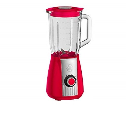 Blender electric cu cana din sticla, Swan SP20180RN, Capacitate 1.5 Litri, Putere 600 W, Design Retro, 5 Trepte putere