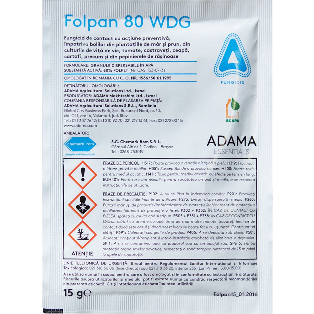 Fungicid, Adama, Folpan 80WDG, 15G