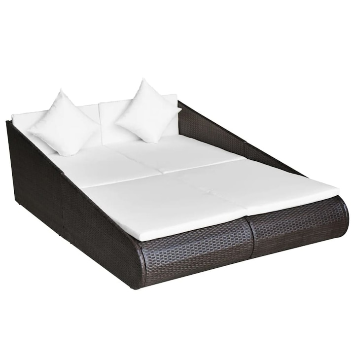 Градинско легло vidaXL, кафяво, 110x200 см, полиратан