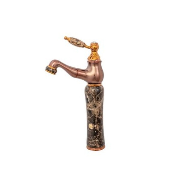 Батерия за умивалник, монтаж на плота, издърпваща се глава за душ, Jade розово злато, TRENDY S