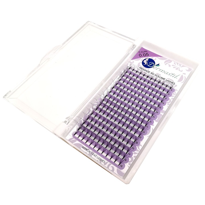 Gene false 9D, Dermastil, fir cu fir, 0,05 C Mix, matase prefabricata/sintetic, negru
