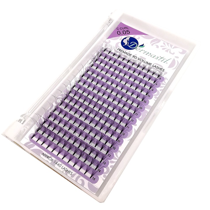Gene false 9D, Dermastil, fir cu fir, 0,05 C Mix, matase prefabricata/sintetic, negru