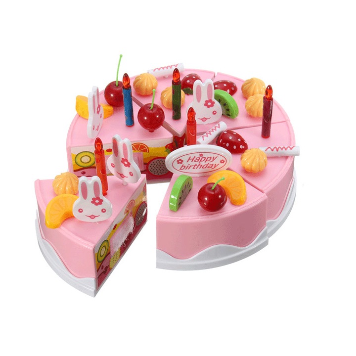 Tort pentru copii idealSTORE, PINK CAKE PARTY, Include 75 de accesorii simbolice ce ofera posibilitati nelimitate fiecarui mic cofetar, Sporeste jocul de rol