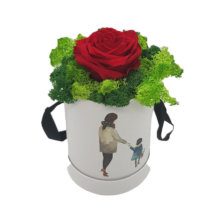 Aranjament floral cutie alba 12/16cm