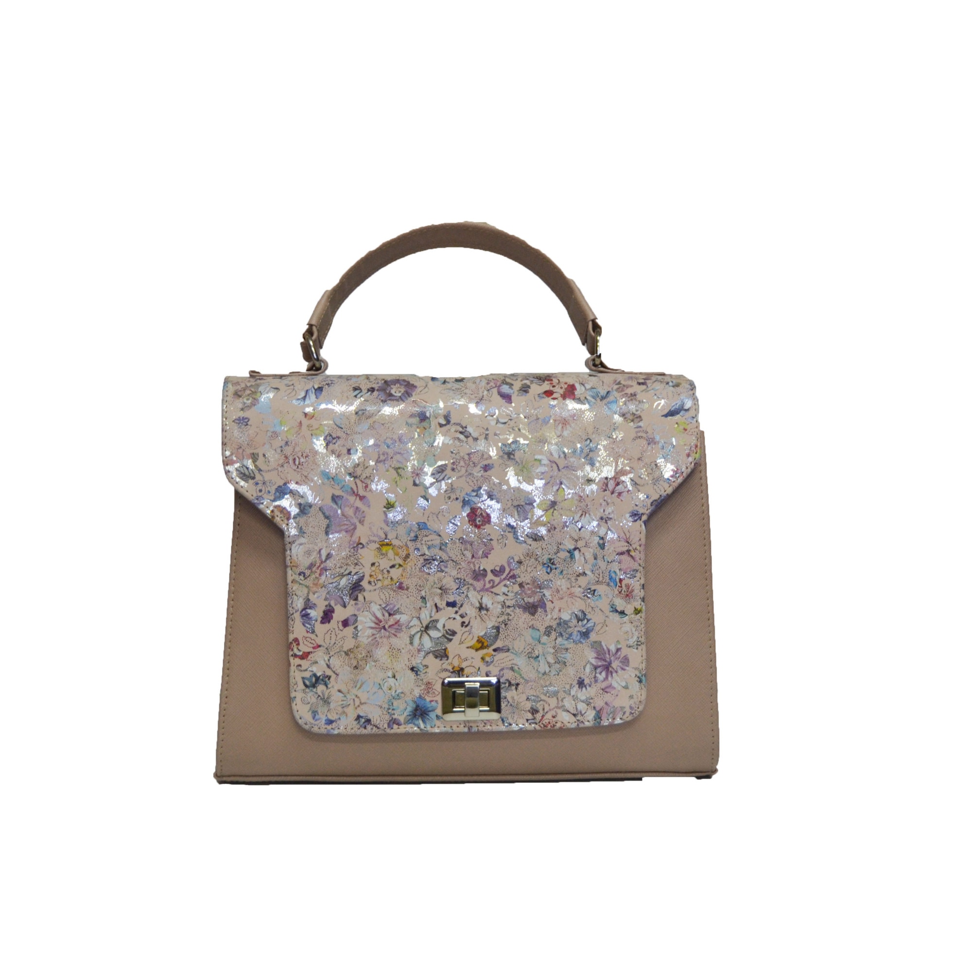 Geanta dama,Zea,piele ,nude floral rozee