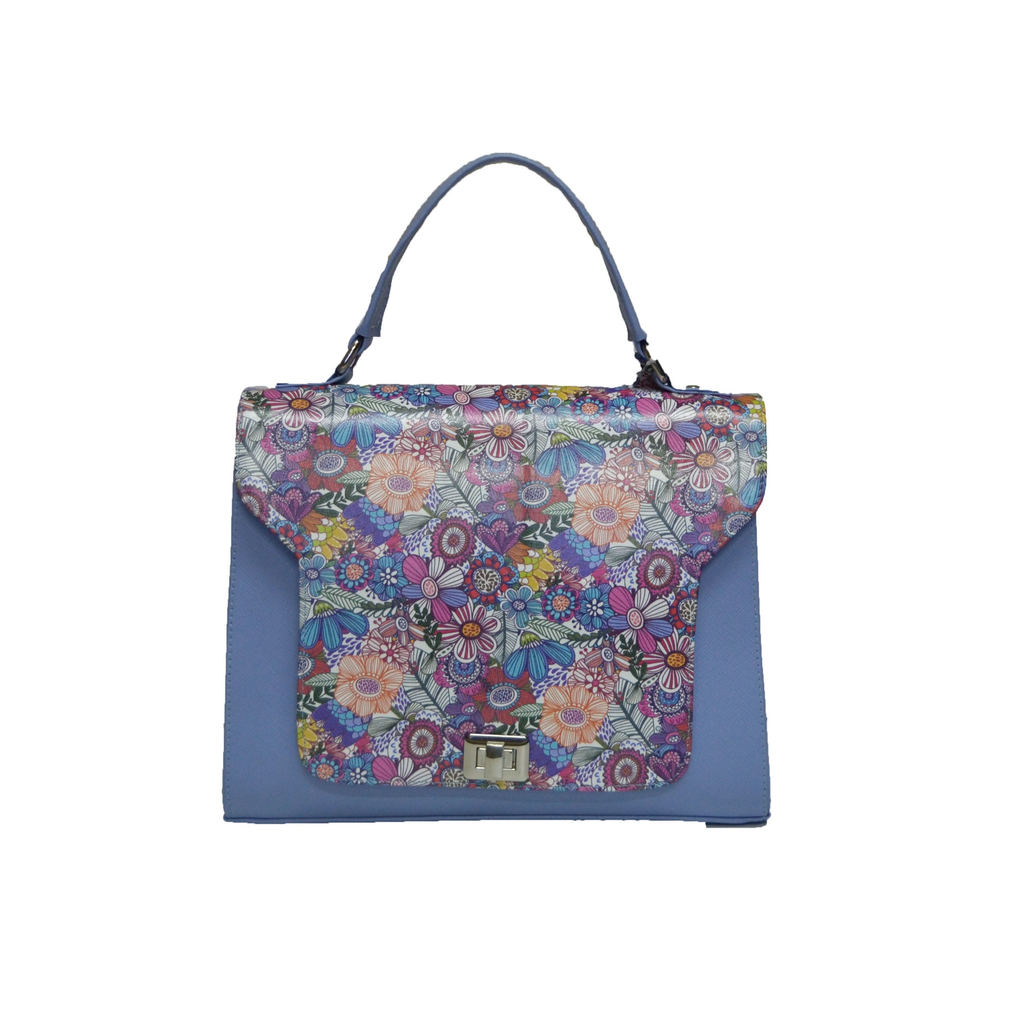 Geanta dama,Zea,piele albastru flori de camp