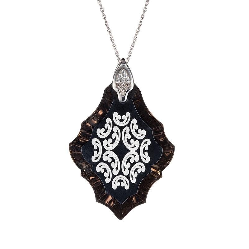 Colier de argint Preciosa, Blue Star, Magic Flower, Albastru, Negru