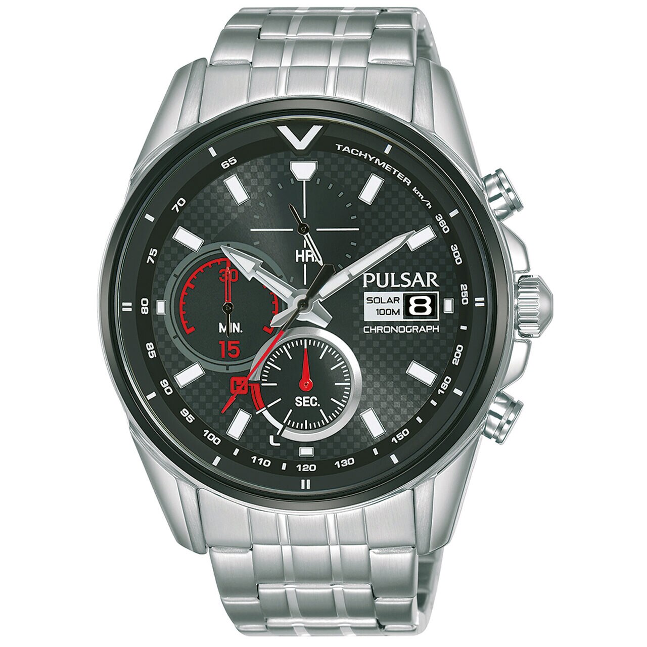 Ceas barbatesc Pulsar PZ6027X1 Solar, 44mm, 10ATM, Argintiu