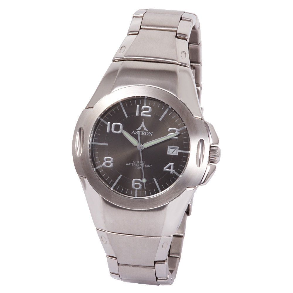 Ceas barbatesc ASTRON, carcasa si bratara argintie, cadran maro, 38 mm