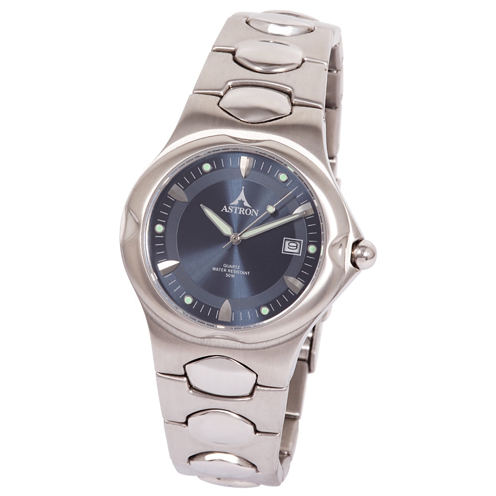 Ceas barbatesc ASTRON, carcasa si bratara argintie, cadran albastru, 36 mm