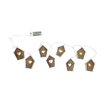 Decoratiune LED, Platinet 44667, cu 8 casute iluminate din lemn , lungime 170cm Decoratiune LED, Platinet 44667, cu 8 casute iluminate din lemn , lungime 170cm