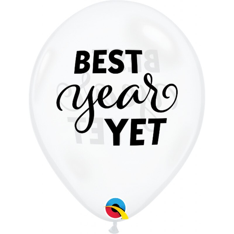 Set 10 Baloane Latex 11''/28 cm- Best Year Yet, Qualatex 97329