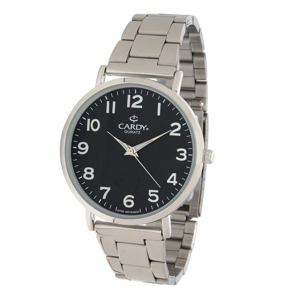 Ceas de barbati argintiu CARDY, cu bratara metalica, 41 mm
