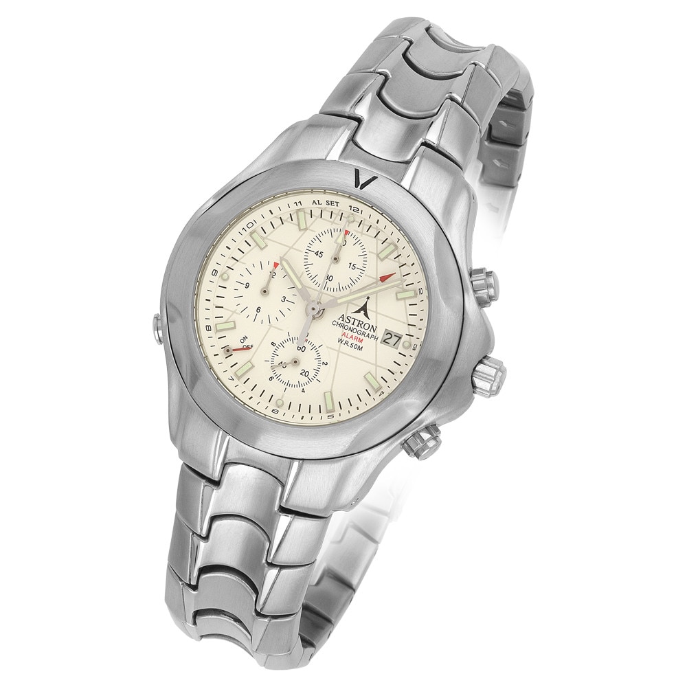 Ceas barbatesc, ASTRON, carcasa si bratara argintie, cadran alb, 38 mm