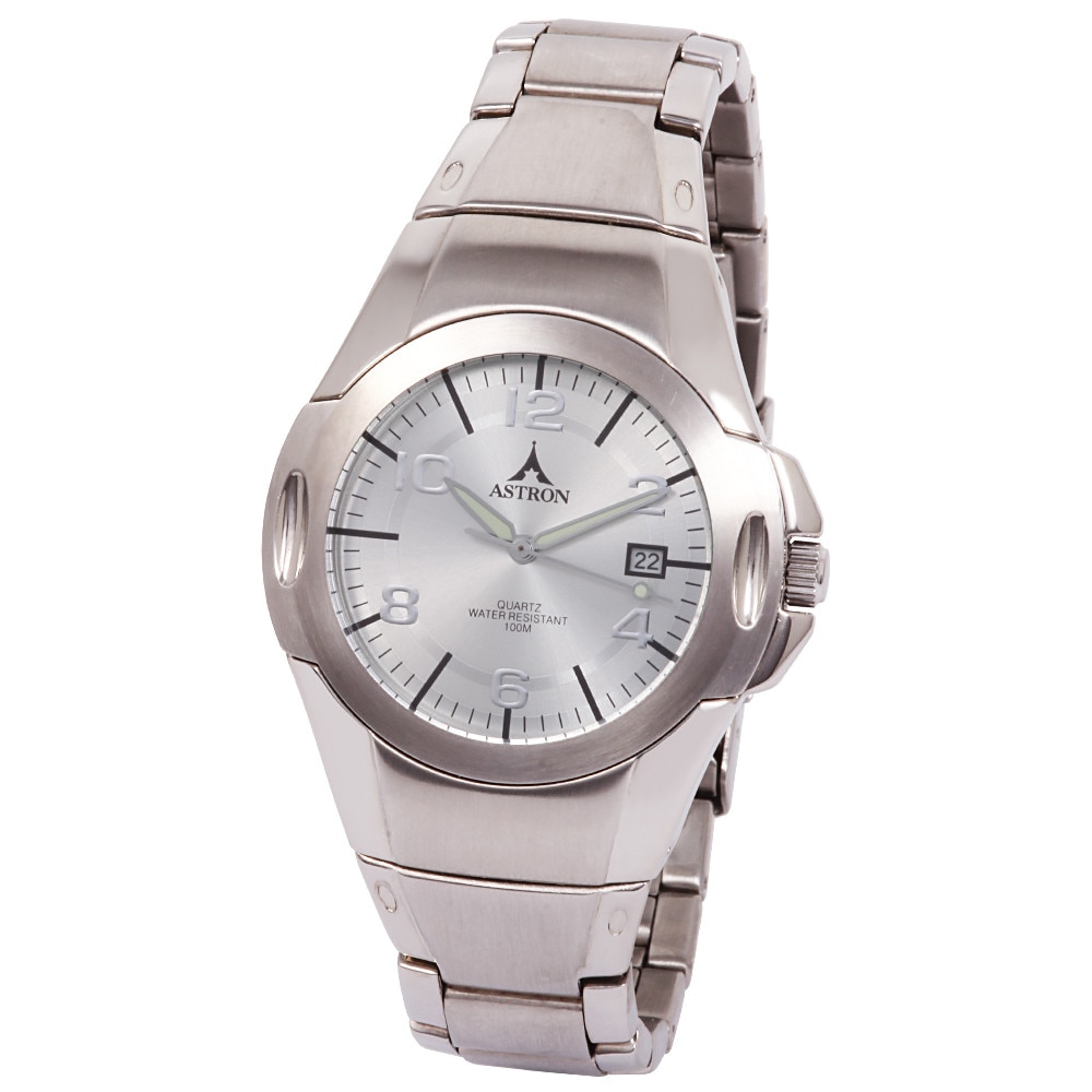 Ceas barbatesc ASTRON, carcasa si bratara argintie, cadran argintiu, 38 mm