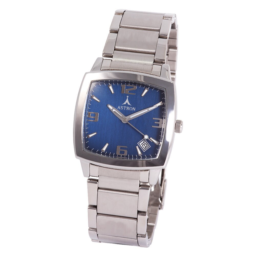 Ceas barbatesc ASTRON, calendar, cadran albastru, 40x34 mm