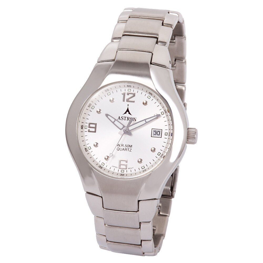 Ceas barbatesc ASTRON, carcasa si bratara argintie, cadran argintiu, 38 mm
