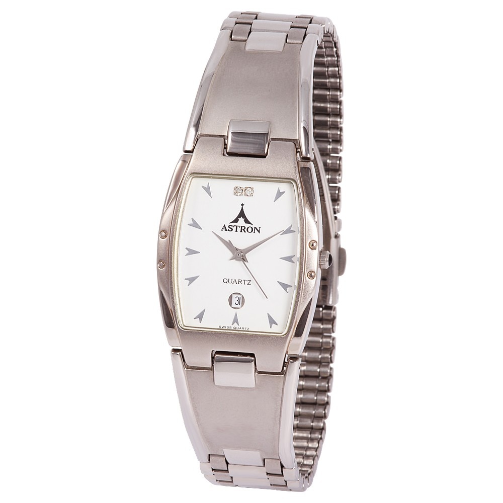 Ceas barbatesc ASTRON, nickel free, calendar, splash proof, cadran alb, 38x28 mm