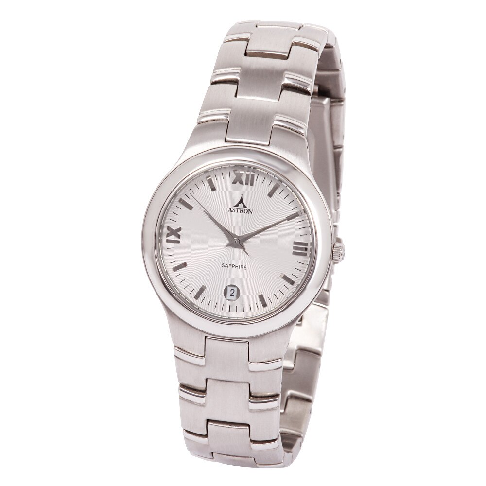 Ceas barbatesc ASTRON, carcasa si bratara argintie, cadran argintiu, geam cristal safir, 34 mm