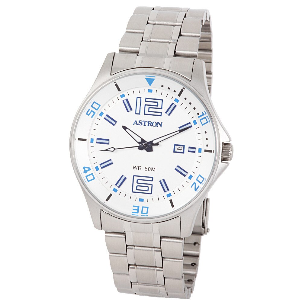 Ceas barbatesc ASTRON, mecanism quartz, carcasa si bratara argintie, cadran alb, 42 mm