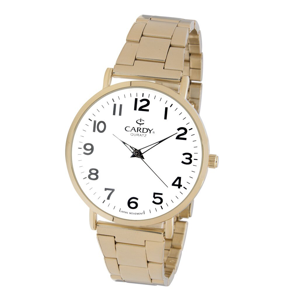 Ceas de barbati auriu CARDY, cu bratara metalica, 41 mm