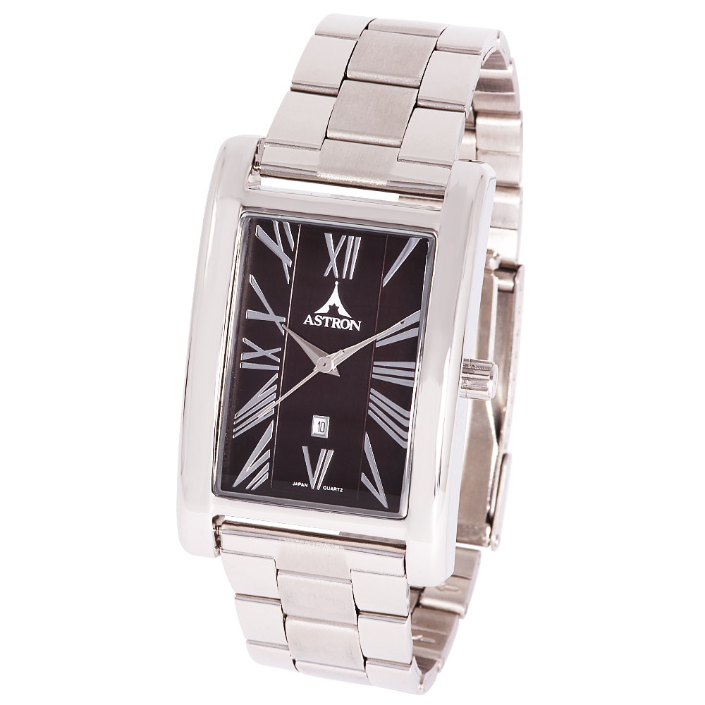 Ceas barbatesc ASTRON, mecanism quartz, culoare argintie, 48x30 mm