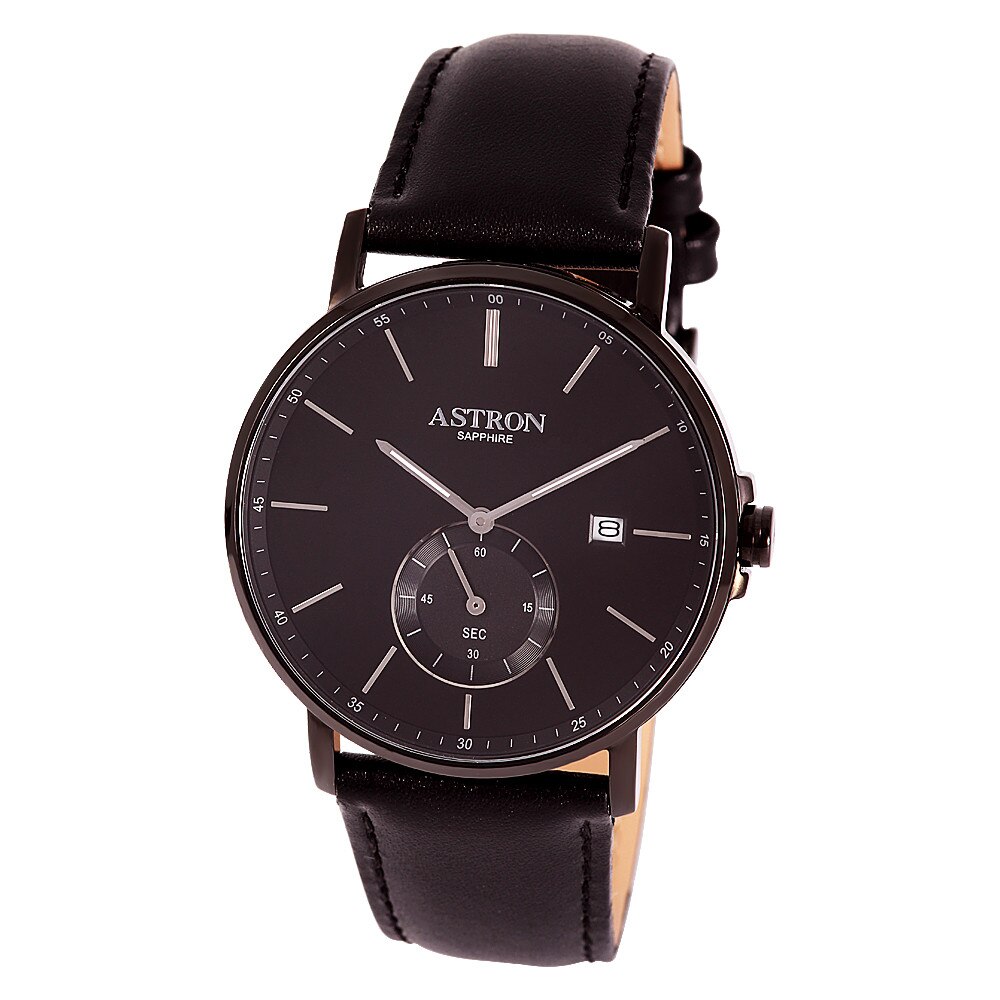 Ceas barbatesc ASTRON, mecanism quartz, carcasa neagra, curea neagra, cadran negru, 42 mm