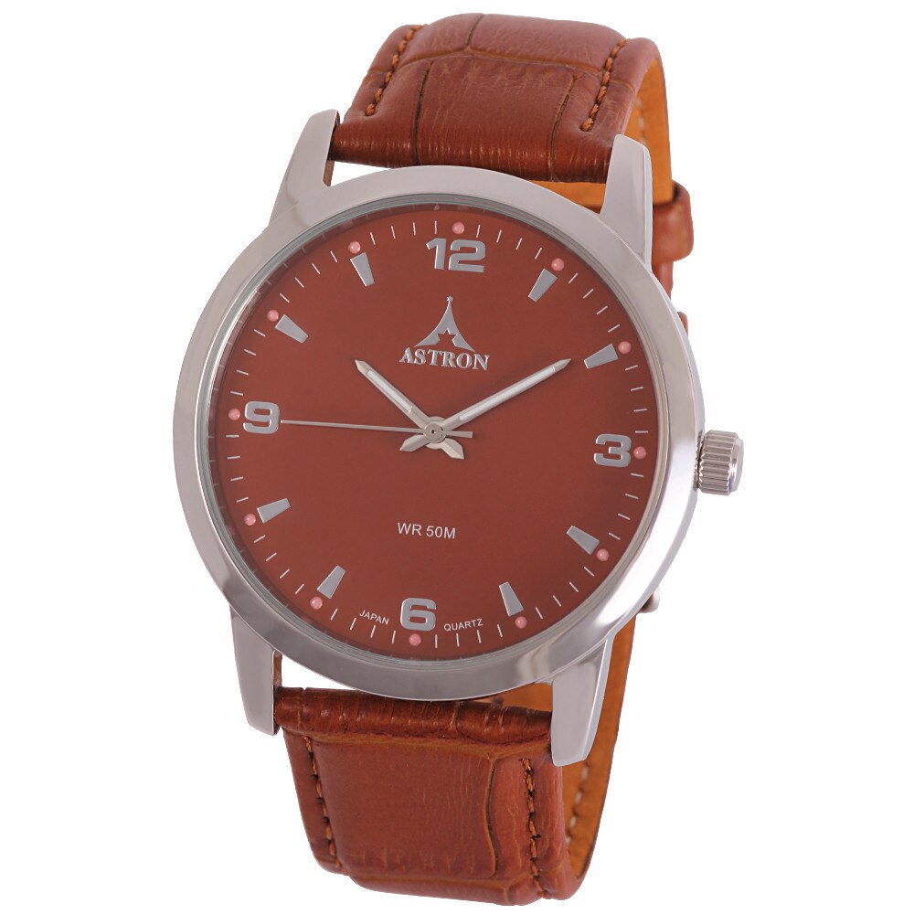 Ceas de barbati ASTRON, quartz, carcasa argintie, 42 mm