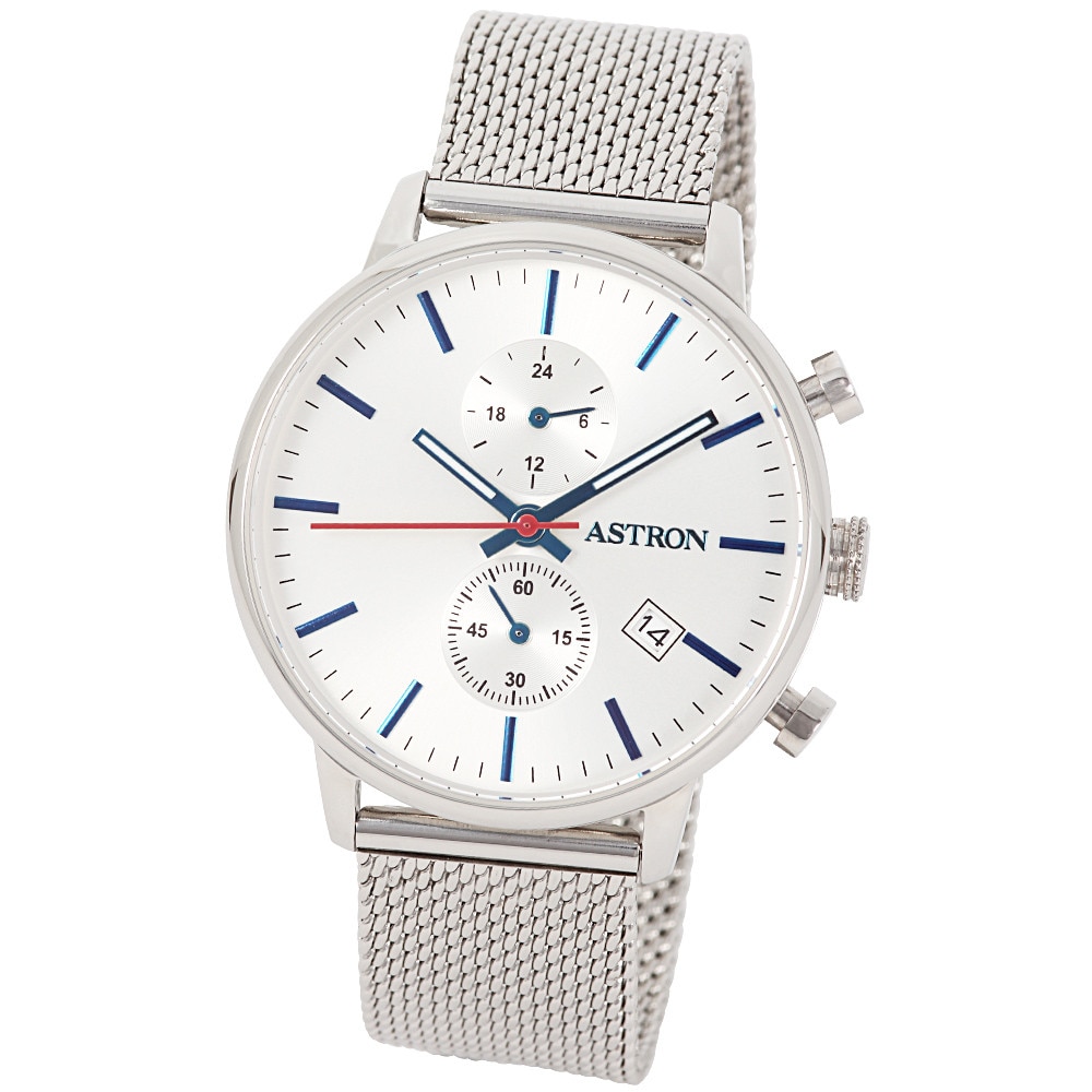 Ceas barbatesc ASTRON, mecanism quartz, carcasa si bratara argintie, cadran argintiu, 42 mm