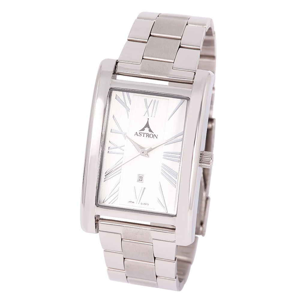 Ceas barbatesc ASTRON, mecanism quartz, culoare argintie, 48x30 mm