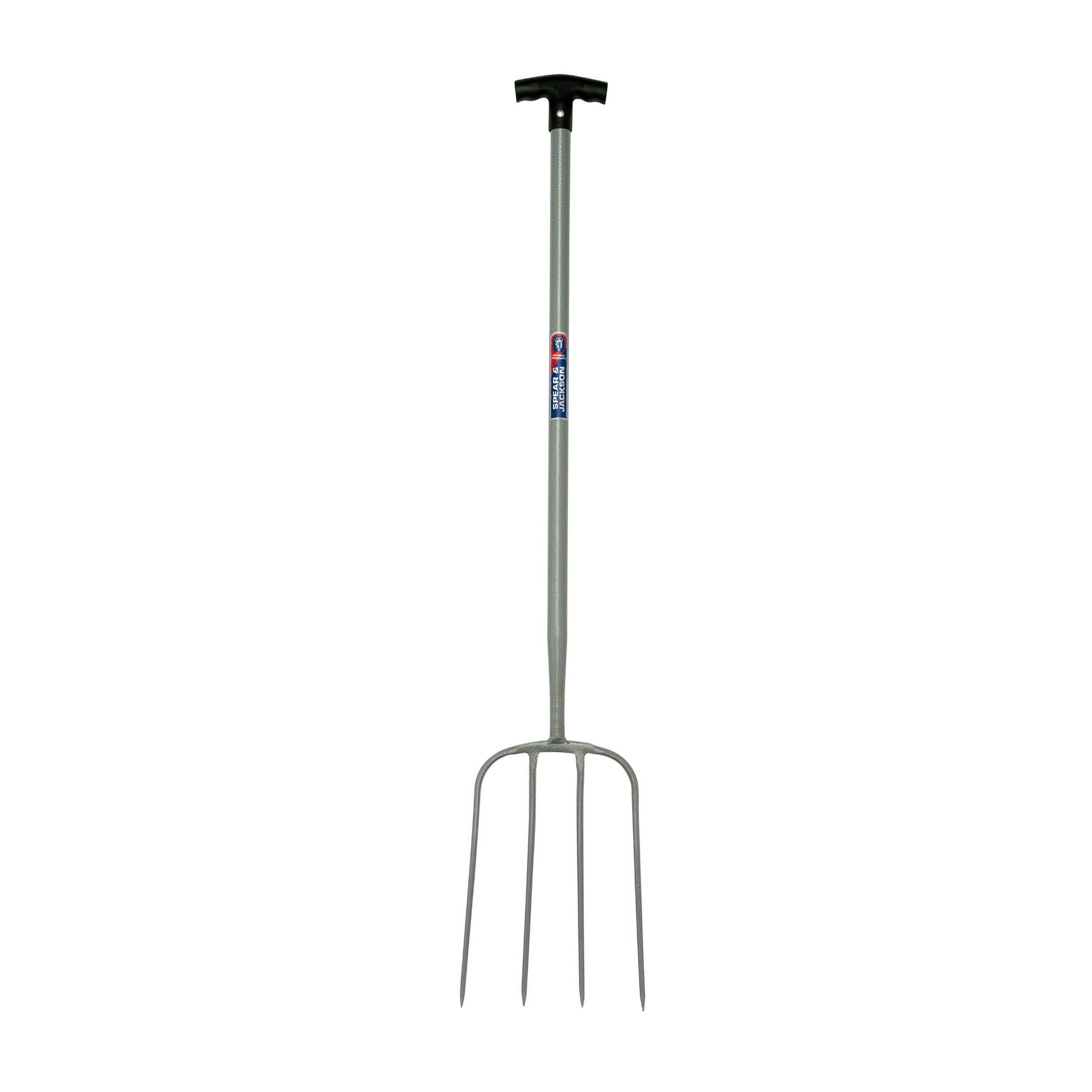 Furca compost cu 4 coarne otel carbon, coada tubulara metalica, maner T plastic, Spear & Jackson Neverbend Professional