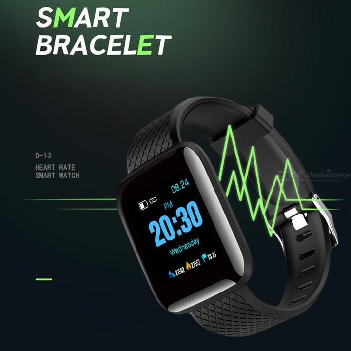 Часовник Smartwatch Techstar® D13, черен, Bluetooth 4.0, Android & iOS, унисекс, водоустойчив